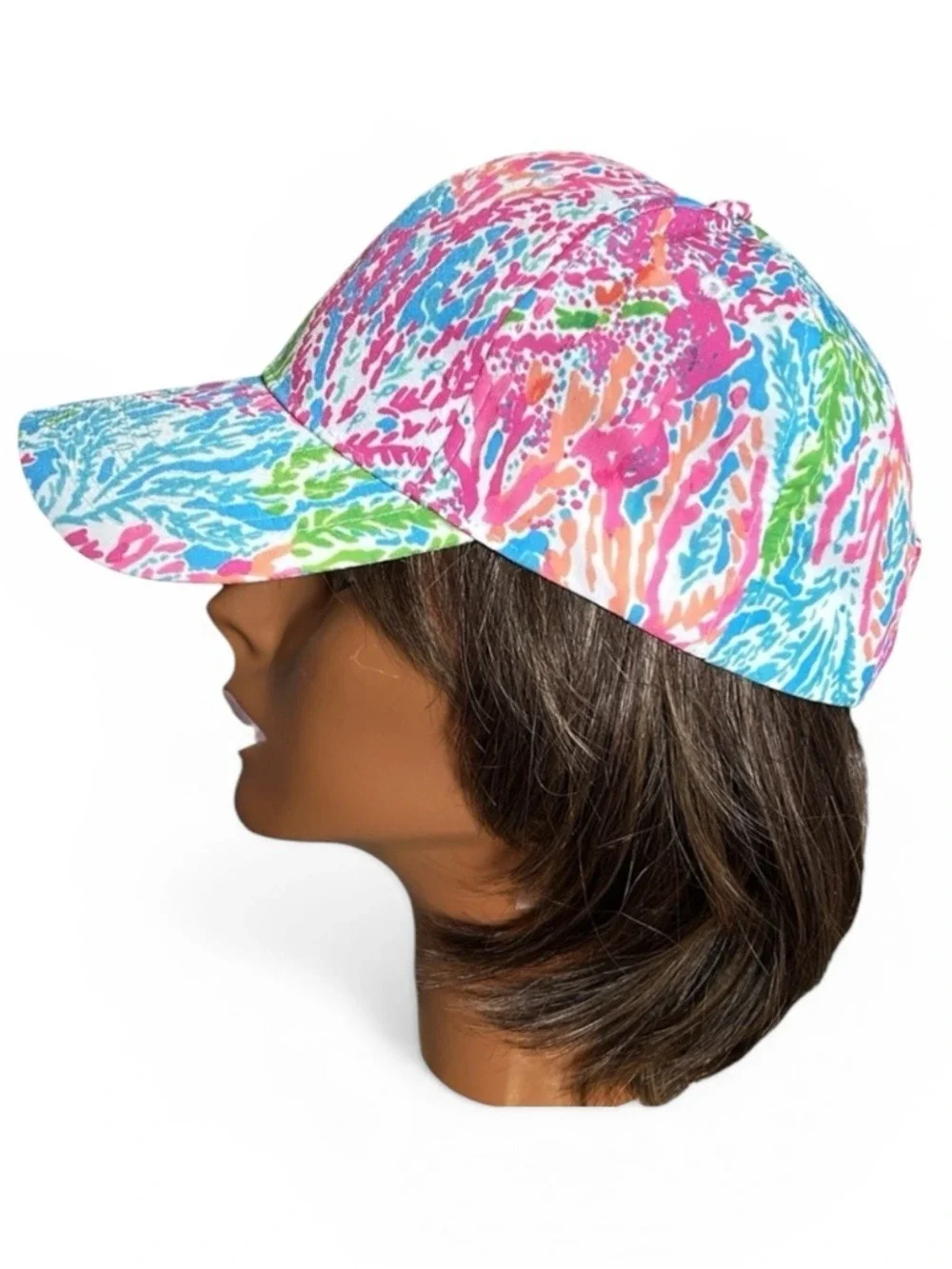 Tropical Print Baseball Cap in Pink, Blue and Green